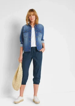 3/4 Hose aus Baumwoll-Leinen-Mix