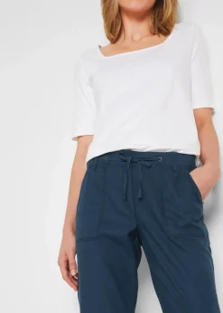 3/4 Hose aus Baumwoll-Leinen-Mix