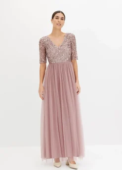 Abendkleid aus zartem Tüll mit Paillettenstickerei