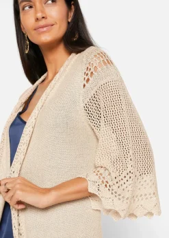 Ajour-Longstrickjacke