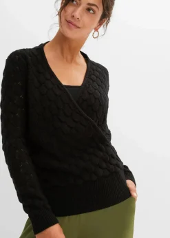 Ajour-Pullover in Wickeloptik