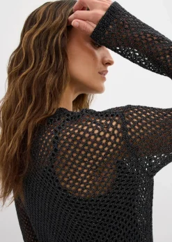 Ajour-Pullover mit Glitzergarn