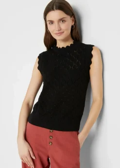 Ajour-Pullunder aus Baumwoll-Mix