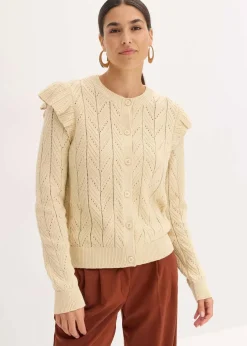 Ajour-Strickjacke aus Baumwolle