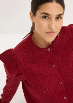 Ajour-Strickjacke aus Baumwolle