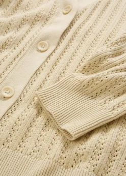 Ajour-Strickjacke mit Leinenanteil