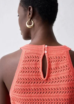 Ajour-Stricktop mit Leinenanteil