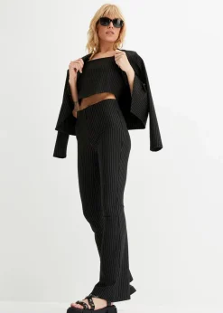 Ausgestellte Schlupfhose mit Nadelstreifen