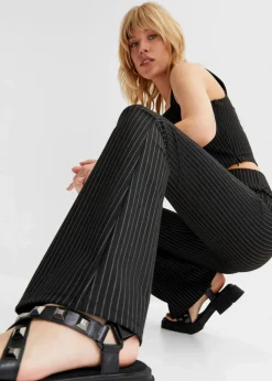 Ausgestellte Schlupfhose mit Nadelstreifen