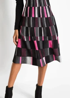 Ausgestelltes Jacquard-Strickkleid