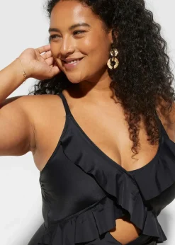 Badeanzug mit Cut-Out und Volants