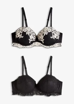 Balconette-BH aus zweifarbiger Spitze (2er Pack)