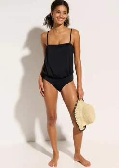 Bandeau-Badeanzug mit abnehmbaren Trägern