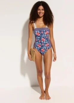 Bandeau-Badeanzug mit breiten Trägern