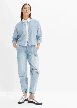 Barrel-Jeans, Mid Waist, Bequembund