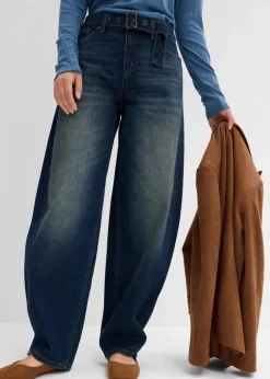 Barrel-Jeans Mid Waist mit Gürtel