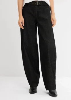 Barrel-Jeans Mid Waist mit Gürtel