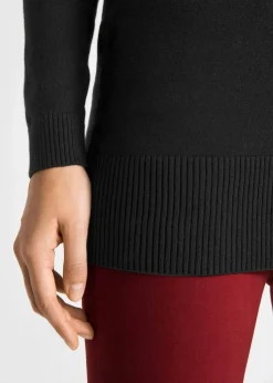 Basic Longpullover mit V-Ausschnitt