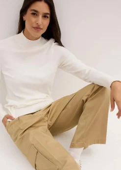 Basic Pullover mit Stehkragen mit recycelter Baumwolle