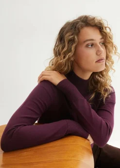 Basic Pullover mit Stehkragen mit recycelter Baumwolle
