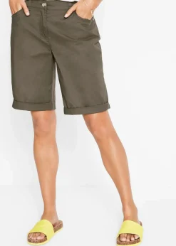 Baumwoll Papertouch-Bermuda mit Bequembund