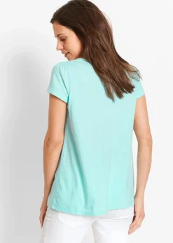 Baumwoll Shirt mit Spitze, Kurzarm