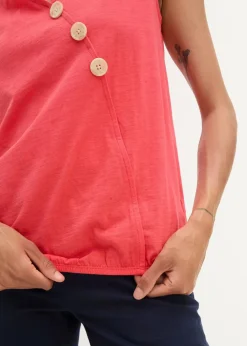 Baumwoll Top in Wickeloptik mit Gummibund