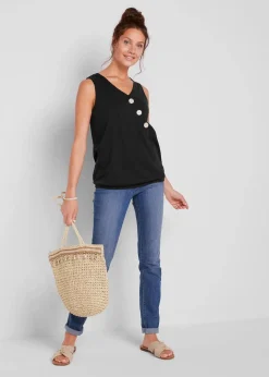 Baumwoll Top in Wickeloptik mit Gummibund