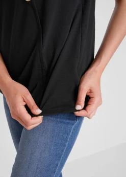 Baumwoll Top in Wickeloptik mit Gummibund