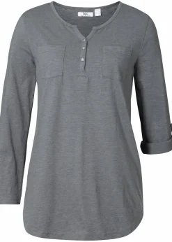 Baumwoll-Henleyshirt mit Knopfleiste