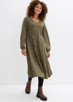 Baumwoll-Jerseykleid, Midilänge