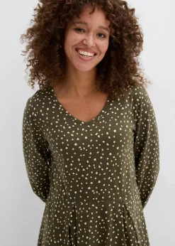 Baumwoll-Jerseykleid, Midilänge