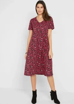 Baumwoll-Jerseykleid, Midilänge