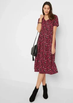 Baumwoll-Jerseykleid, Midilänge