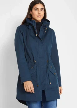 Baumwoll-Kurzparka mit Stehkragen, talliert