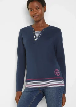 Baumwoll-Langarmshirt, 2 in 1-Optik