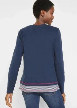Baumwoll-Langarmshirt, 2 in 1-Optik