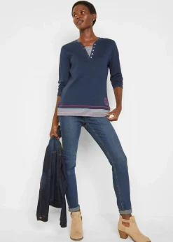 Baumwoll-Langarmshirt, 2 in 1-Optik