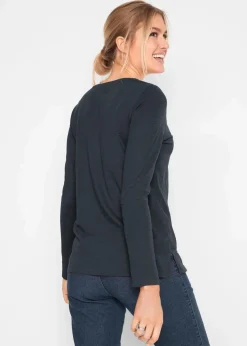 Baumwoll-Langarmshirt mit Eulendruck