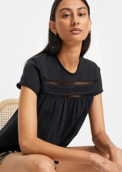 Baumwoll-Shirt mit Spitze