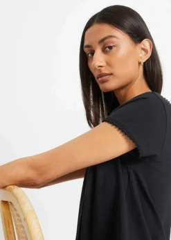 Baumwoll-Shirt mit Spitze