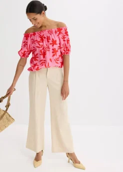 bedruckte Carmenbluse aus feinem Viskose-Mix