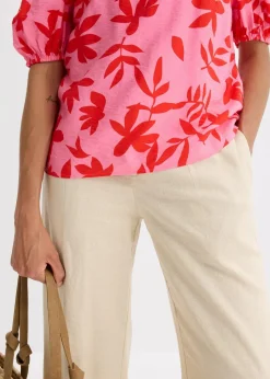 bedruckte Carmenbluse aus feinem Viskose-Mix