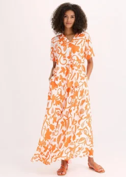 bedruckte Tunikabluse aus fließender Viskose