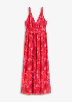 bedrucktes Maxikleid aus softem Mesh