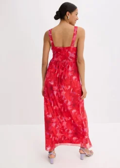 bedrucktes Maxikleid aus softem Mesh
