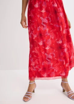bedrucktes Maxikleid aus softem Mesh