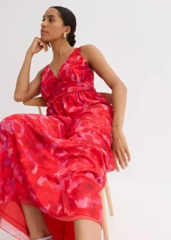 bedrucktes Maxikleid aus softem Mesh