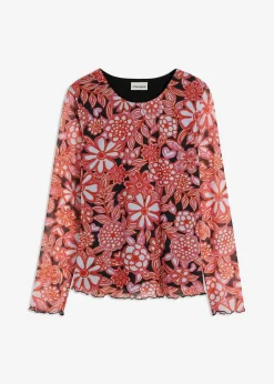 bedrucktes Mesh-Langarmshirt