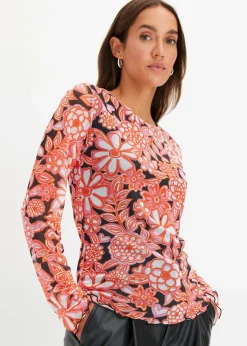 bedrucktes Mesh-Langarmshirt